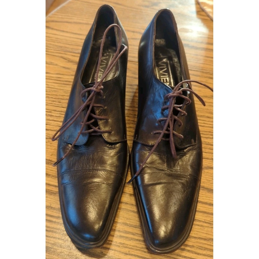Vivien Lee Women's Designer Heels Loafers Lace Up Comfort EU 38 1/2 - US Size 8 - Picture 2 of 10